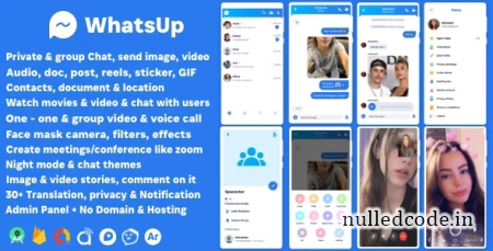 WhatsUp v1.0 - WhatsApp Clone Chat Groups Video & Audio Call Zoom Watch Party Chatting Social Network App