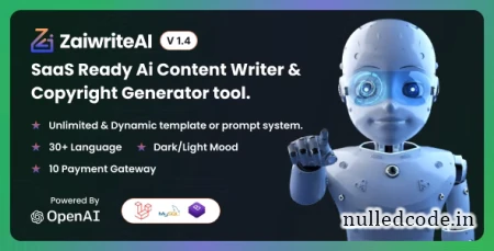ZaiwriteAI v1.3 - Ai Content Writer & Copyright Generator tool With SAAS - nulled