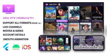 AZUL IPTV XTREAM, Multiple Format, Flutter AppMobile & Android TV, Admob v1.0