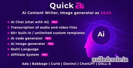 QuickAI OpenAI v2.2.1 - AI Writing Assistant and Content Creator as SaaS - nulled