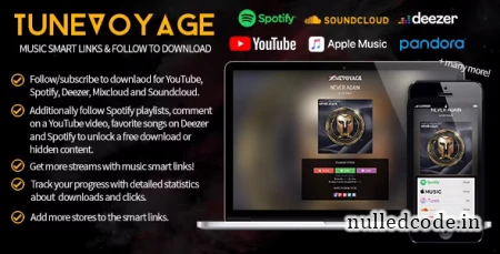 TuneVoyage v1.7 - Smart Links & Follow To Download (Spotify/YouTube/Deezer/Soundcloud/Mixcloud)