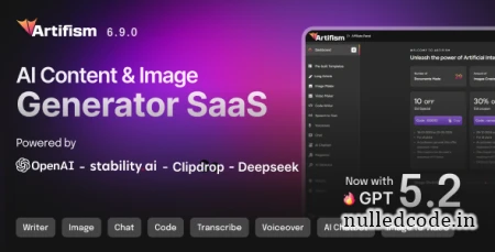Artifism v6.9.0 - AI Content & Image Generator SaaS - nulled